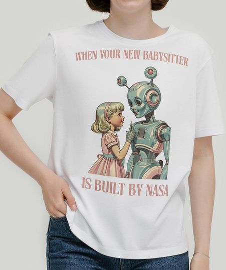 Discover Retro Sci-Fi Robot Babysitter T-Shirt | Vintage NASA Tee