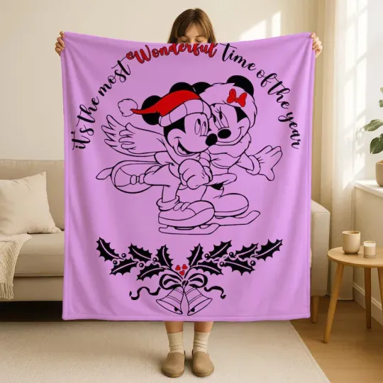 Discover Disney It's The Most Wonderful Time Purple Cozy Fleece Blanket