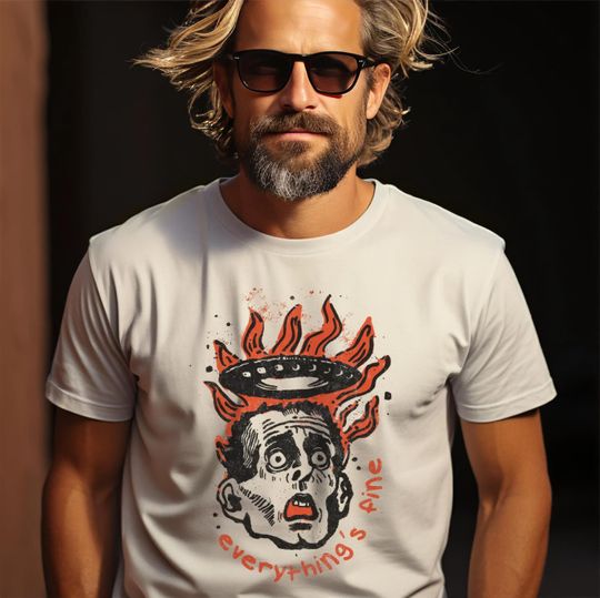 Discover Everything Is Fine UFO Tshirt Sci-Fi Tee Funny Flying Saucer Invasion Tee UFO Shirt Disclosure Scary Retro The Day The Earth Stood Still
