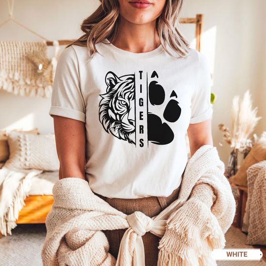 Discover Vintage Tigers Mascot Shirt, Distressed College Spirit Tee, Tigers Game Day Apparel, Retro Tiger Football Fan Gift