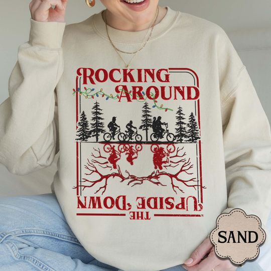 Discover Stranger Xmas Sweatshirt, Rocking Around The Up & Side Down Shirt, Sci-Fi TV Show Inspired Gifts