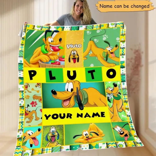 Discover Personalized Funny Pluto Dog Happy 9 Fleece Blanket