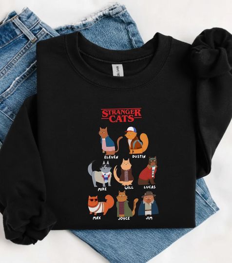 Stranger Things Cats Shirt, Stranger Things Shirt, Gift Stranger Things, Stranger Things Merch, Stranger Things Gift Shirt For Fans