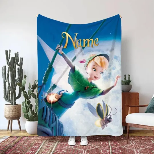 Funny Tinkerbell And Firefly Happy 9 Fleece Blanket