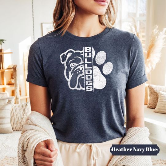 Discover Vintage Bulldogs Mascot Shirt, Distressed College Spirit Tee, Bulldogs Game Day Apparel, Retro Bulldog Football Fan Gift, Football Tee