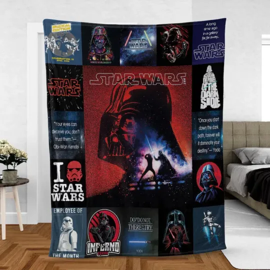 Stars Wars Vtg Movie Fleece Blanket, Darth Vader Fleece Blanket