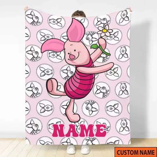 Discover Personalized Disney Piglet Dancing Fleece Blanket