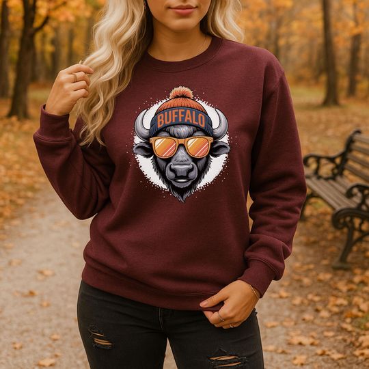 Discover Vintage 90s Buffalo mascot shirt, retro Buffalo football tee, unisex graphic top, Buffalo fan apparel, game day outfit, throwback sports top