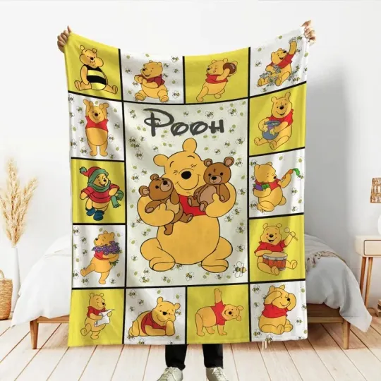 Discover Personalized Disney Winnie The Pooh Moods Fleece Blanket