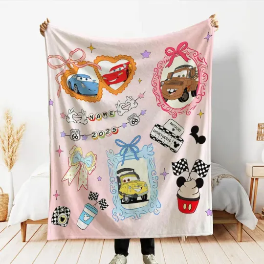 Discover Personalized Disney Cars Mirror Coquette Bow Fleece Blanket