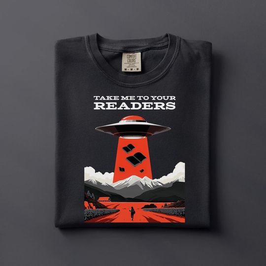 Discover Retro Sci-Fi Comfort Colors Oversized Tee | Alien Abduction Book Lover UFO Shirt