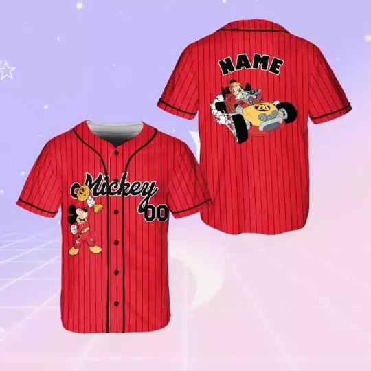 Discover Personalized Mickey Mouse Car Racing Baseball Baseball Jersey Shirt