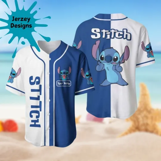 Discover Personalized Stitch Baseball Jersey Shirt for Christmas Gift