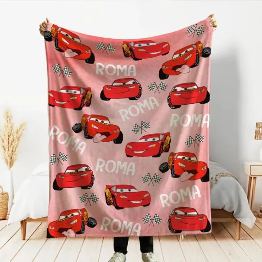 Discover Personalized Disney Lightning Mcqueen Racing Fleece Blanket