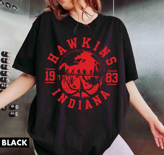 Discover Hawskin 1983 Indiana Shirt, Upside Down Shirt, Movie Lover Shirt, Movie Fan Gift
