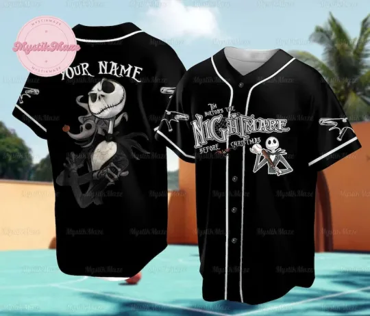 Discover Personalized Jack Skellington 3D Baseball Jersey Shirt