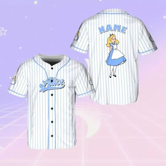 Discover Personalized Alice In Wonderland Cartoon Alice Lovers 3D Baseball Jersey Shirt