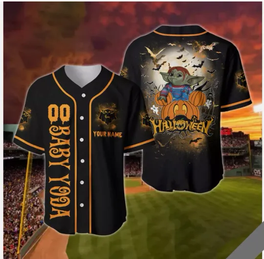 Discover Personalized Star Wars Yoda Cosplay Chucky Halloween 3D Baseball Jersey Shirt