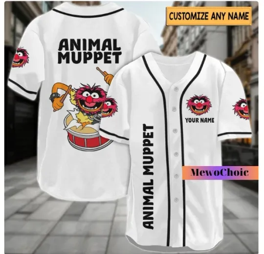 Discover Animal Muppet WHITE 3D Baseball Jersey Shirt HLLOWEEN GIFT CHRSTMAS GIFT US SIZE