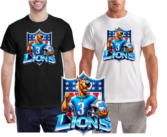 Discover New / Detroit Lions Football Scoobie /Wicking T-Shirt / TriDri Performance Shirt