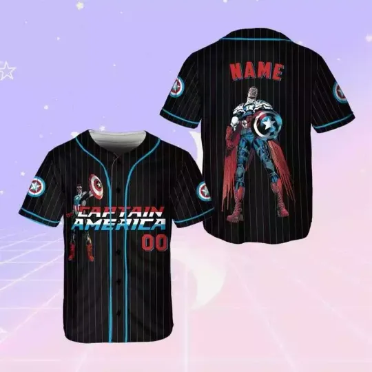 Personalized Captain America Baseball Jersey Shirt
