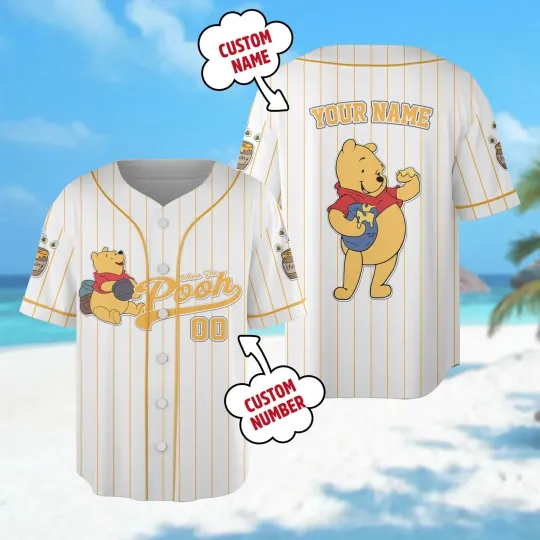 Discover Custom Winnie the Pooh Baseball Jersey Shirt