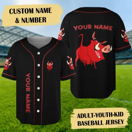 Discover Custom Name Pumbaa The Lion King Baseball Jersey Shirt