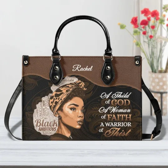 Discover Christian Leather Handbag, Black Woman of Faith Purse, Religious Gift Bag