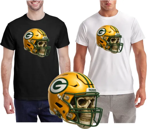 Discover New  / Green Bay Packers Helmet Skull T-shirt