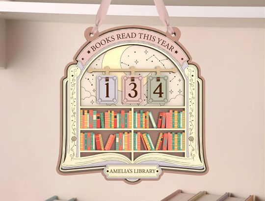 Discover Personalized Celestial Reading Tracker Sign | Bookshelf Constellation Night Sky Decor | Reading Lover Gift