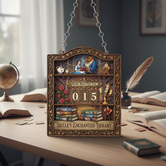 Discover Custom Name Belle's Enchanted Library Tracker Sign, Personalized Disney Book Read This Year Counter, Beauty and the Beast Books Read Tracker