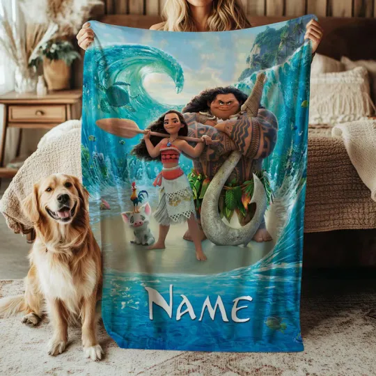 Discover Disney Moana Fleece Bed Custom Blanket Gift For Fan, Kids V3