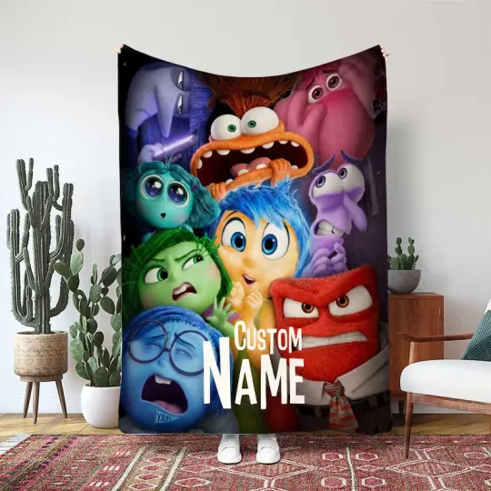 Discover Disney Inside Out 2 Fleece Bed Custom Blanket Gift For Fan, Kids V5