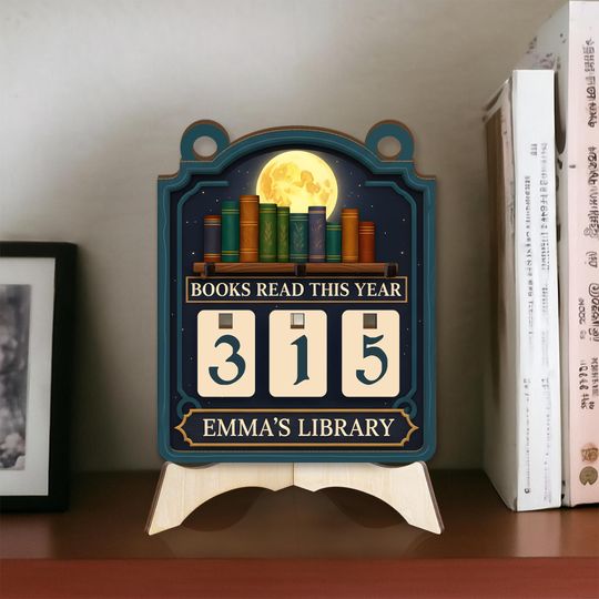 Discover Wooden Book Tracker Flip Counter - Personalised Books Read This Year Sign