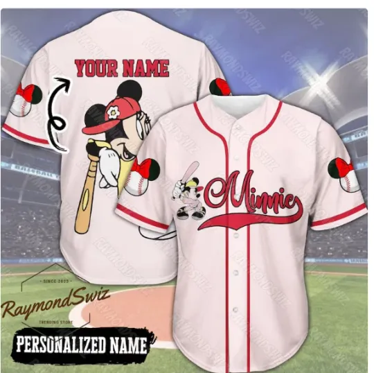Discover Cute Minnie Mouse 3D Baseball Jersey Shirt
