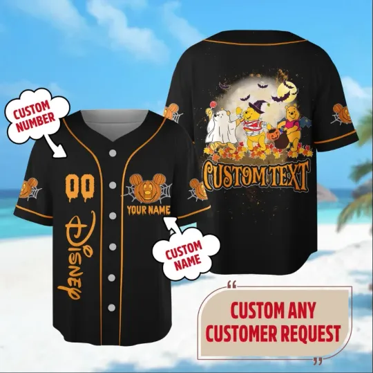 Discover Custom Pooh Halloween Baseball Jersey Shirt