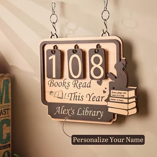 Books Read This Year Tracker Sign, Personalized Reading Tracker Board, Book Lover Gift