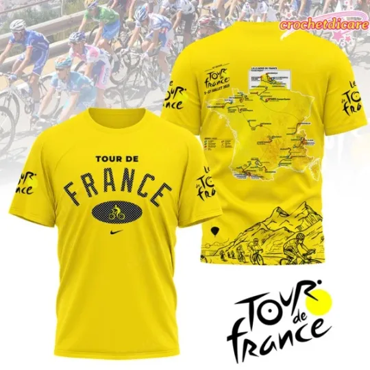 Discover Tour De France 2025 3D T-Shirt for Cyclists
