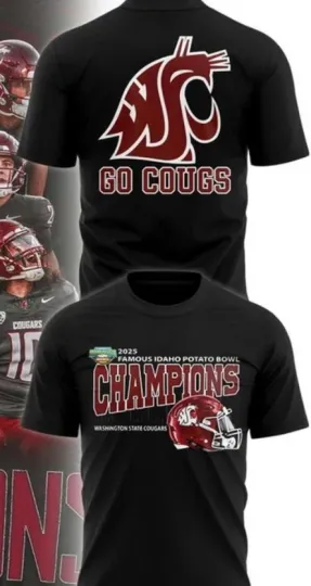Discover Washington State Cougars 2025 Idaho Potato Bowl Champions T-Shirt