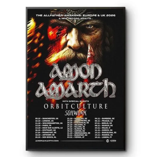 Amon Amarth Europe UK 2026 Tour Poster Heavy Metal Wall Art Music Print Gift