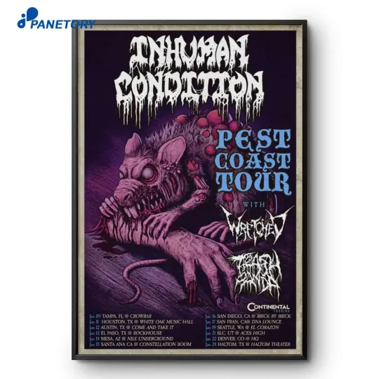 Discover Inhuman Condition Pest Coast Tour 2026 Poster Home Decor, Wall Art, Fan Gift