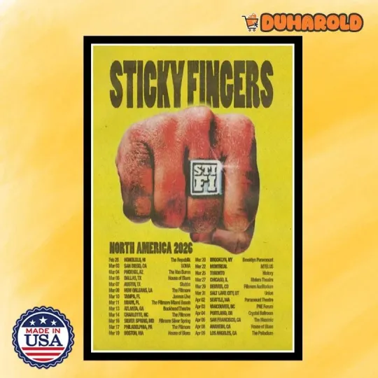 Discover Sticky Fingers North America Tour 2026 Poster Home Decor, Wall Art, Fan Gift