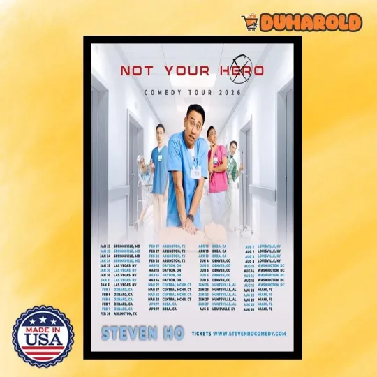 Discover Steven Ho The Not Your Hero Comedy Tour 2026 Poster Home Decor, Wall Art