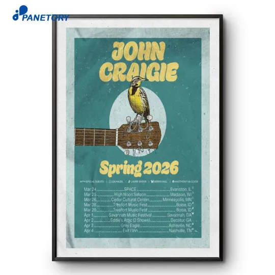Discover John Craigie Spring Tour 2026 Poster Home Decor, Wall Art, No Frame Fan Gift
