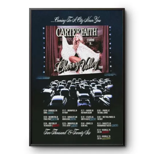 Discover Carter Faith The Cherry Valley Tour 2026 Poster Home Decor, Wall Art