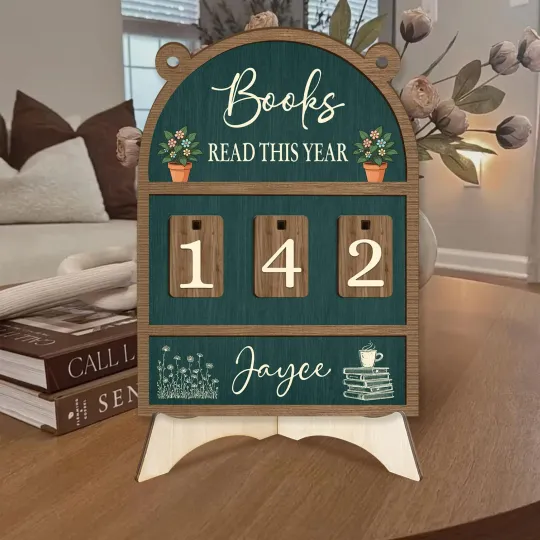 Personalized Books Read This Year Tracker, Wooden Reading Tracker Sign