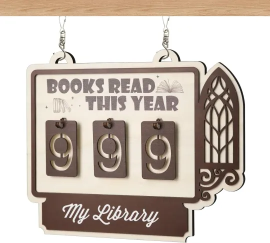Discover Wooden Book Reading Tracker Shelf Decor Gift for Readers Teachers Librarians