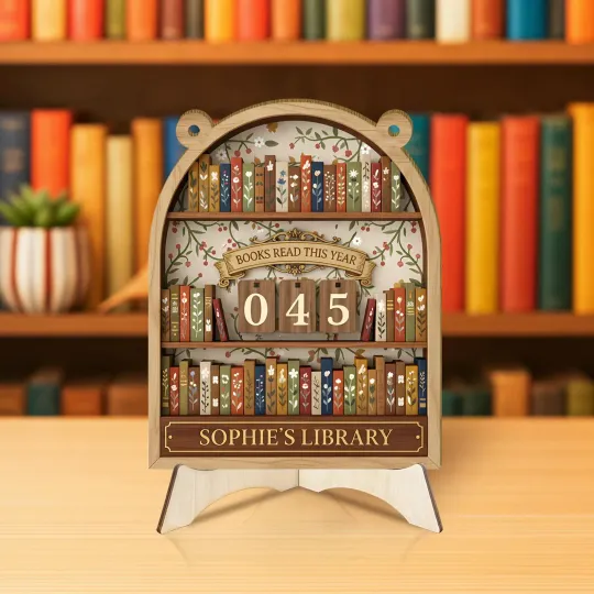 Discover Vintage Wooden Book Tracker Sign, Personalized Reading Counter, Book Lover Gift