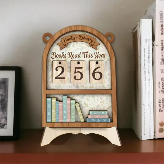 Discover Personalized Wooden Book Tracker: Library Shelf Reading Counter