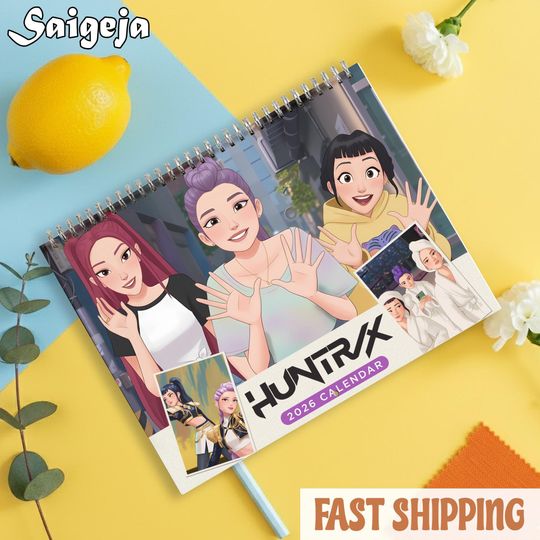 Huntrix Saja Girl Wall Calender 2026, K-pop Demon Hunters Calendar, Saja Boys, Home and Office Decor